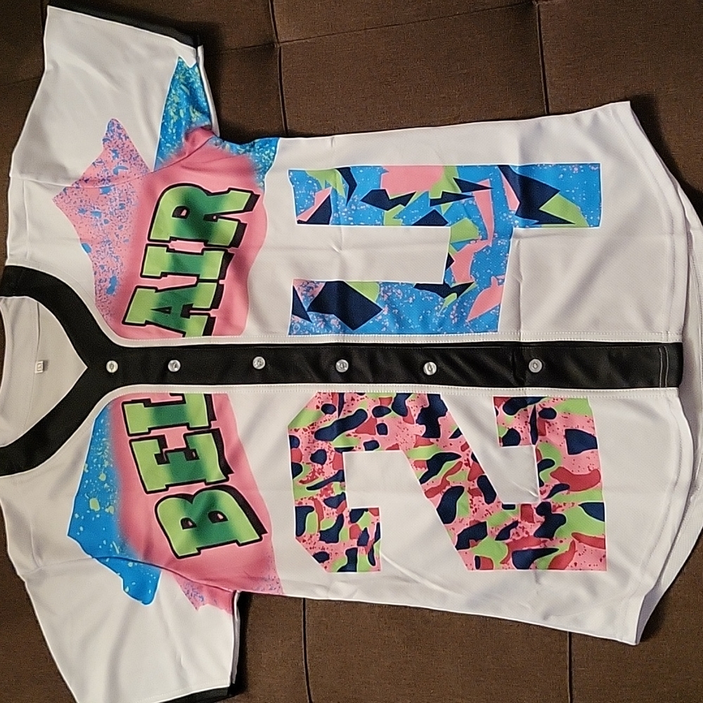 Womens White #24 "Bel-Air" Short Sleeve Baseball Jersey